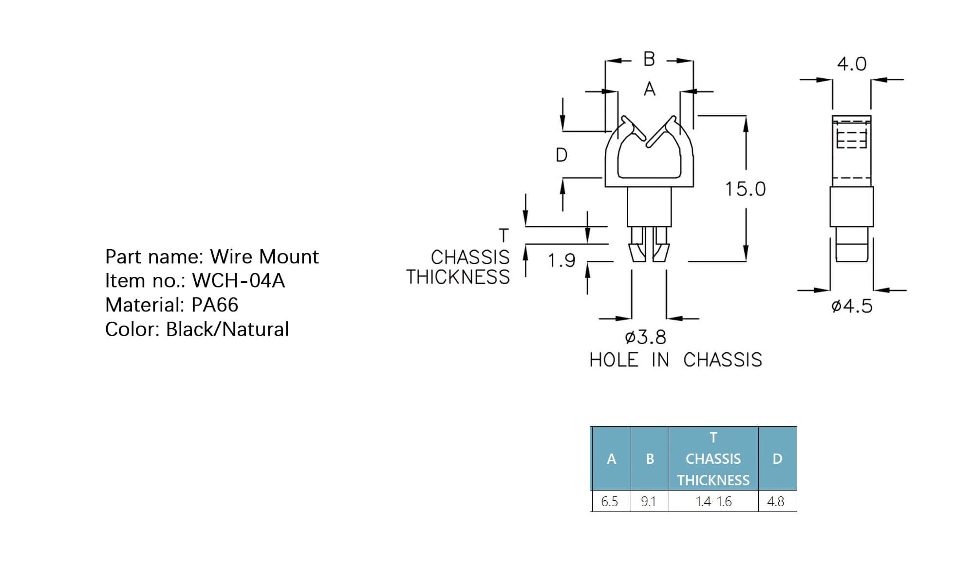 Plastic Wire Mount WCH-04A